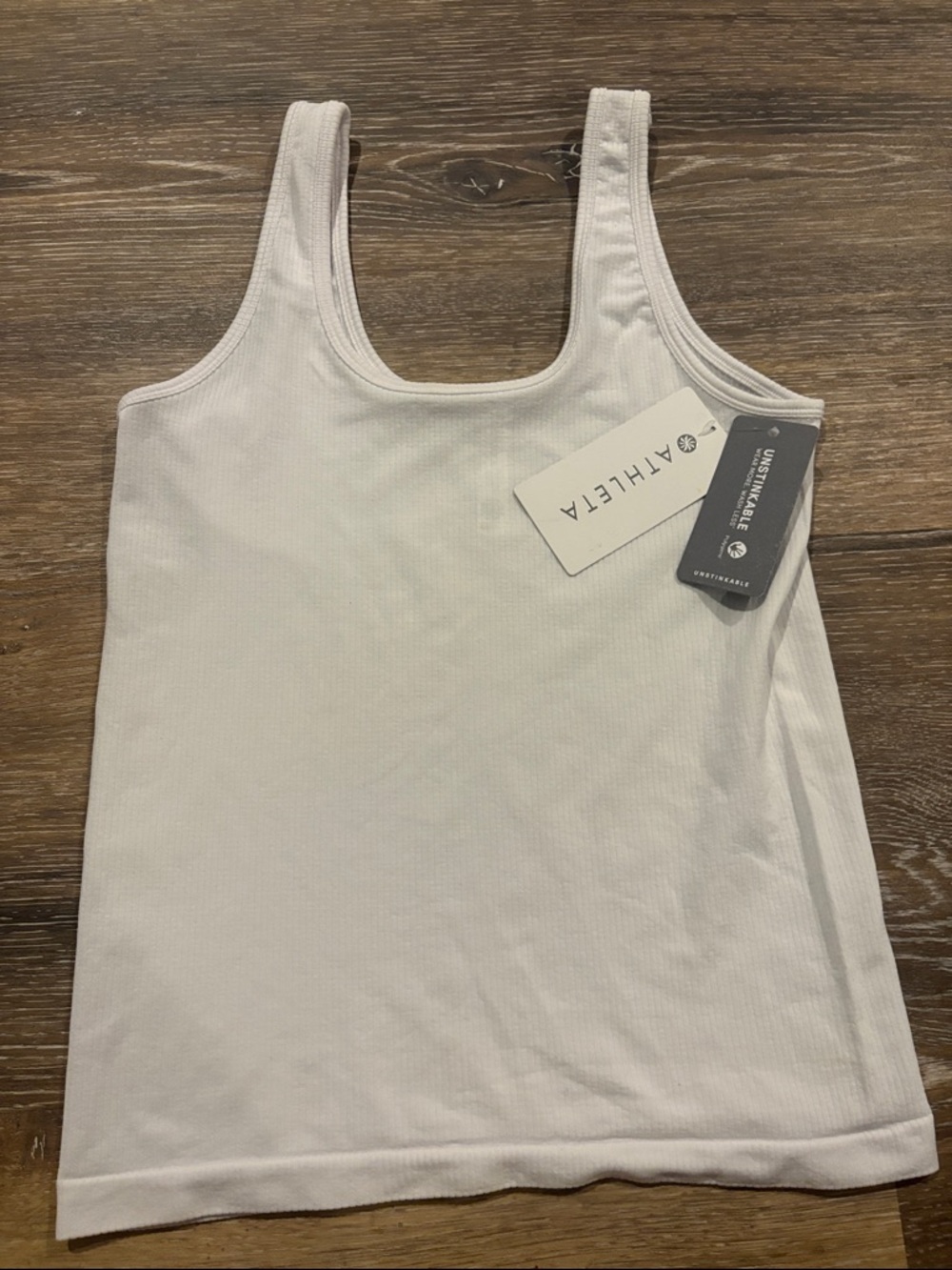 Athleta White Ribbed Scoop Tank - Sleeveless Stretch Top